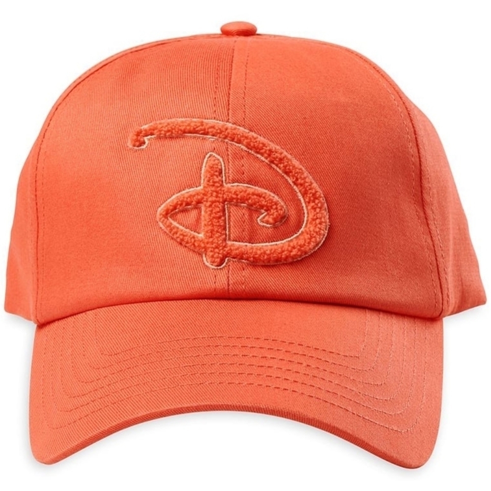 Disney coral orange Baseball Cap with Raised 'D' Logo